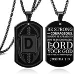 Football Dog Tag Necklace for Men: Initial A-Z Necklace Personalized Football Accessories Stainless Steel Chain 24+2 Inches Gift for Him