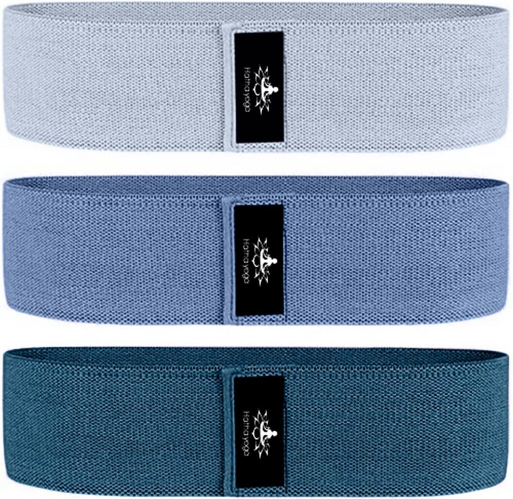 Hatha Yoga Large Resistance Band,14.5″ x3.15″,Fabric Exercise Loop Bands with Instruction Guide and Carry Bag, Set of 3.