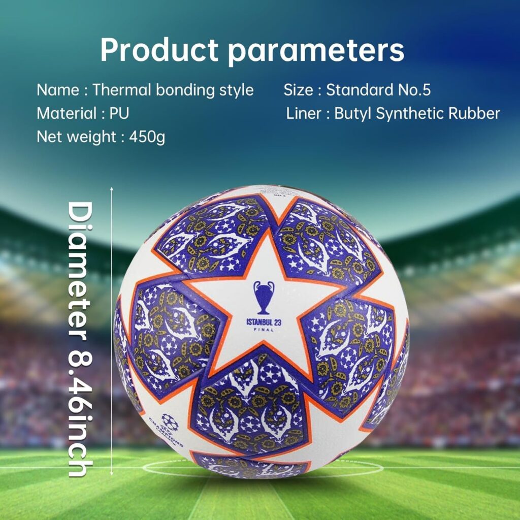 Football Fans Memorabilia 2024 Soccer Ball Birthday Present Size 5 Soccer Office Soccerball Fans Thermally Bonded Match Ball with Seamless Stiching Soccers (Purple)