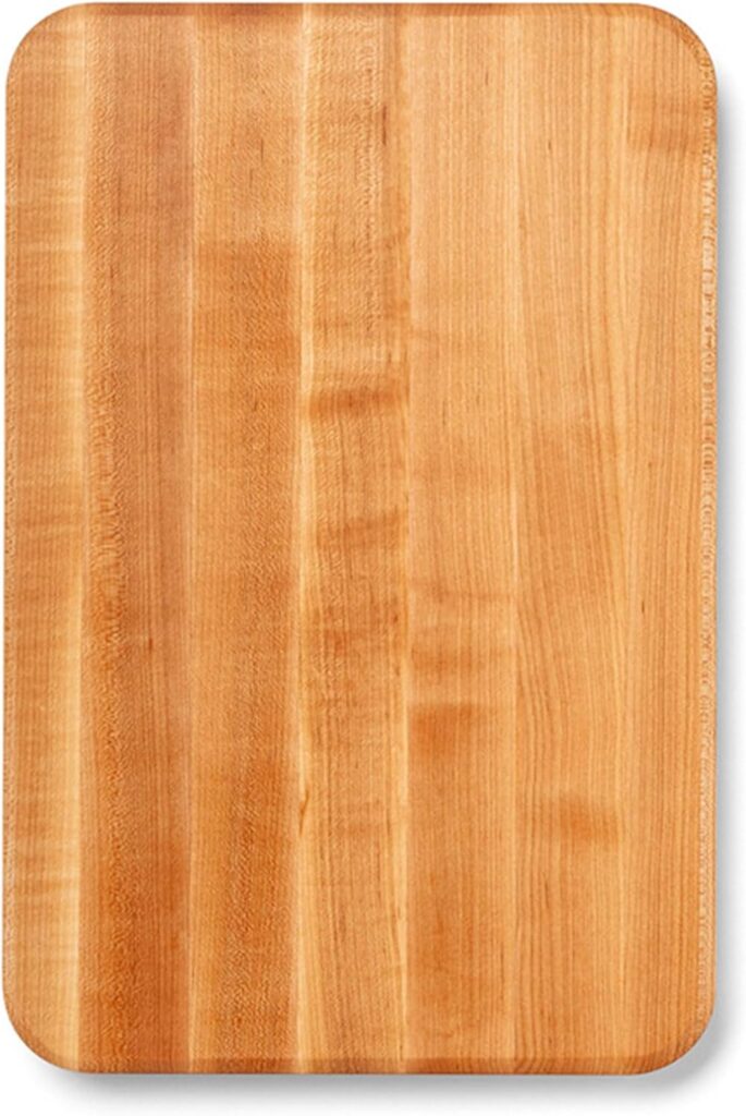 John Boos Chop-N-Slice Series Rectangular Wooden Maple Cutting Board 18”x12” – 1.25” Thick, 8-lb Reversible Butcher Block with Eased Corners, Edge-Grain & Finger Grips – Made in the USA