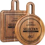 Acacia Cheese Board and Small Cutting Board Set with Groove, Round & Square Wooden Charcuterie Serving Boards for Cheese, Meat, Bread, Fruit – Kitchen & Gift Set