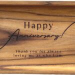 Nesar, Wooden Jewelry Tray, Engraved Rectangle Teak Wood Tray, Wedding Gifts Ideas Tray, Small Jewelry Dish, Wooden Trays for Home Decor, 5.5″ L x 3.5″ W x 0.75″ H (Happy A)