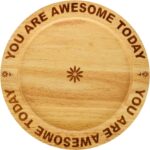 Renawe 12 inch Round Wood Serving Tray for Wedding Gift Birthday Dinner Plate Decorative Wooden Tray Serving Dish Cheese Charcuterie Board Circle Large Food Trays Party Xmas Charger Plates