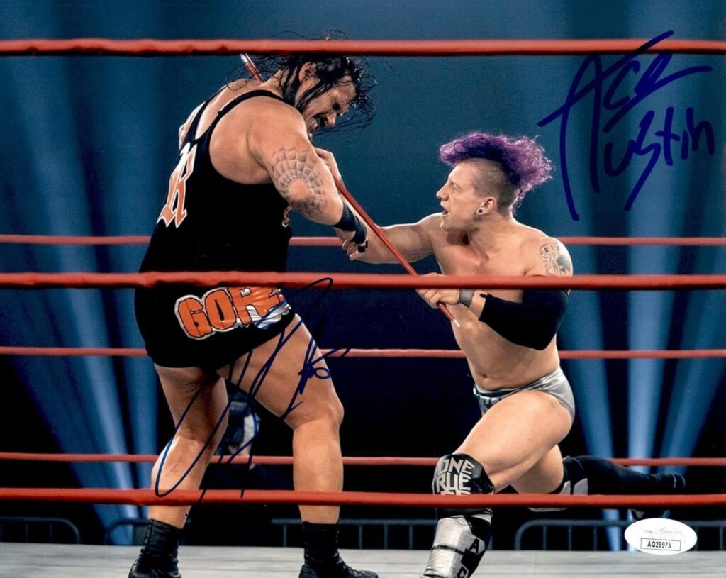 Ace Austin & Rhino Signed Impact Action 8×10 Photo JSA COA – Autographed Soccer Photos