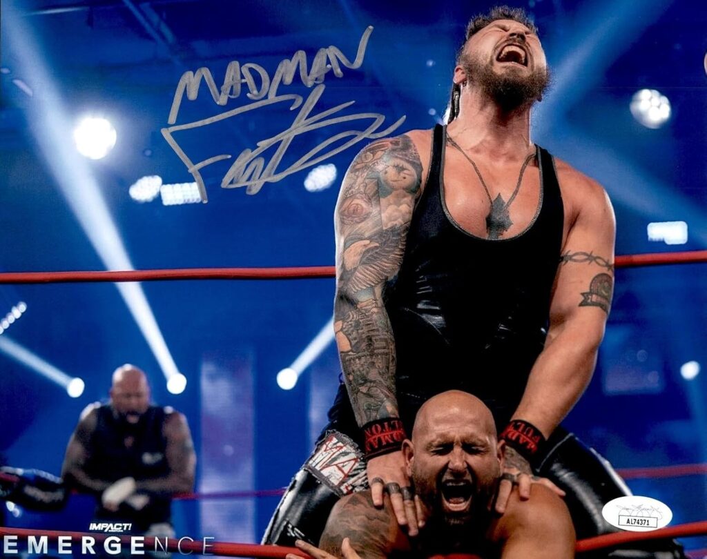 Madman Fulton Signed Impact In Ring 8×10 Photo #1 WWE NXT Sawyer JSA COA – Autographed Soccer Photos