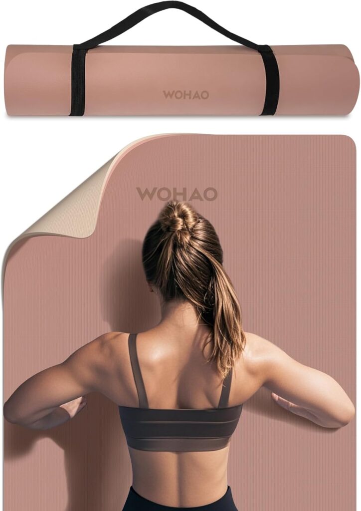 Extra Thick 8mm Yoga Mat, 72″x28″ Non Slip Exercise Mat, Reversible 2-Sided Dual Color Premium POE Material, with Carrying Strap for Yoga, Pilates, Home Gym