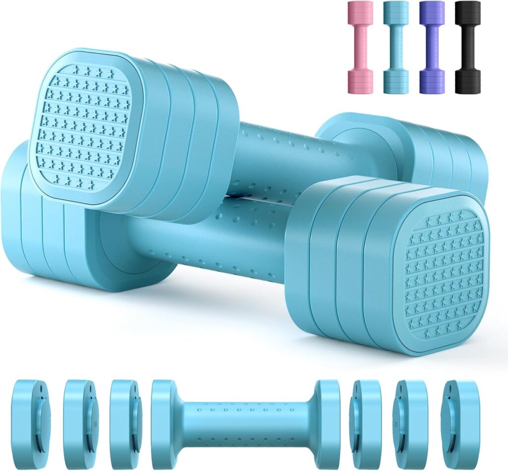 Zempox Adjustable Dumbbell Set of 2, 4 in 1 Free Weights Dumbbells Set for Women, Hand Weights for Women at Home, Each 2lb 3lb 4lb 5lb with TPU Soft Rubber Handle for Home Gym Exercise Training