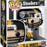 TJ T.J. Watt #309 Facsimile Signed Reprint Laser Autographed Funko POP! Football NFL: Pittsburgh Steelers Figurine with Protector Case