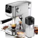 20 Bar Espresso Machine, Hot & Cold Brew Coffee Maker with Milk Frother, Touch Screen, Compact Water Tank, Expresso Coffee Machines for Lattes, Cappuccinos, Americano, Home & Office, Stainless Steel