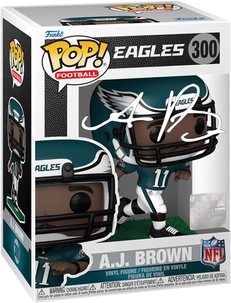 AJ Brown #300 Facsimile Signed Reprint Laser Autographed Funko POP! Football NFL: Philadelphia Eagles Figurine with Protector Case