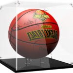Basketball Display Case, Acrylic Basketball Stand Box and Holder, UV Protected Basketball Case Display Clear for Autographed NBA WNBA Ball, Soccer Ball, Volleyball, Memorabilia-11.5″