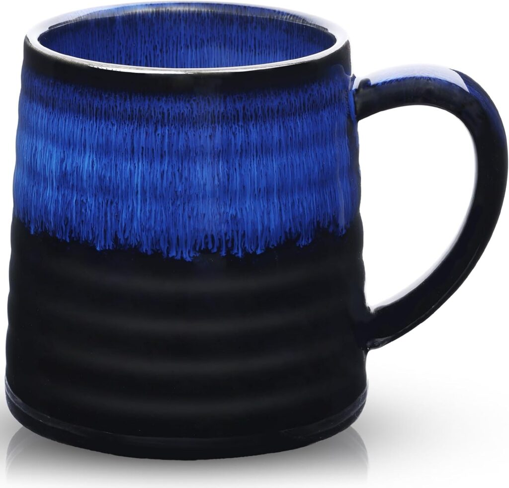 25 Oz Extra Large Ceramic Coffee Mug with Big Handle, 700ml Oversized Tea Cup for Office and Home, Hot and Cold Drinking, Microwave and Dishwasher Safe, Handmade Glazed Texture (Starry Blue)