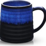 25 Oz Extra Large Ceramic Coffee Mug with Big Handle, 700ml Oversized Tea Cup for Office and Home, Hot and Cold Drinking, Microwave and Dishwasher Safe, Handmade Glazed Texture (Starry Blue)