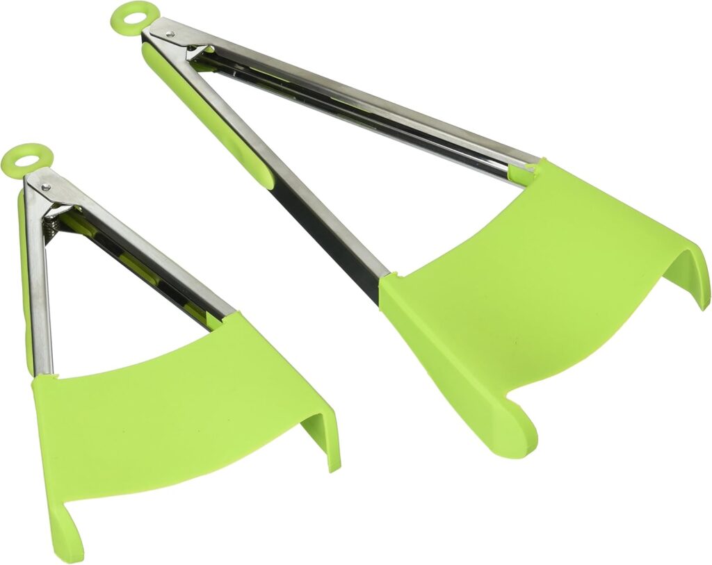 Clever Tongs 2 In 1 Kitchen Spatula & Tongs Non-Stick, Heat Resistant, Stainless Steel Frame, Silicone & Dishwasher Safe, As Seen on TV, 4 Pack (Includes 2 Large & 2 Small)