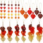 9 Pairs Thanksgiving Earrings Fall Turkey Pumpkin Leaf Charms Dangle Earrings Handmade Layered Maple Leaves Hoop Dangling Earrings Set for Women Girls Variety Pack Fun Thanksgiving Holiday Themed Color Star Heart Beads Earrings Jewelry Accessories