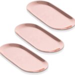 Luxurious Rose Gold Trays – 11″ Large Size (Set of 3) – Ideal for Makeup, Towel, Perfume, Candle Storage – Stainless Steel, Easy Cleaning, Multipurpose