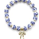 Vintage Beaded Charm Bracelet for Women – Handmade Stretch Floral Bow Design, Dainty Jewelry Gift for Her, Adjustable Romantic Bracelets for Everyday Wear