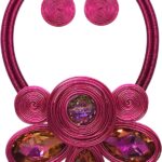 Chunky African Statement Necklace For Women Tribal Fashion Costume Jewelry Earring Sets Unique Colorful Big Rhinestone Crystal Pendent Collar Choker Bib Handmade