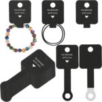 joycraft 100Pcs Self Adhesive Bracelet Display Cards,Black Handmade with Love Blank Cards, Jewelry Packaging for Selling, Hanging Display Cards for Jewelry, Bracelet, and Necklace(4“x1.5