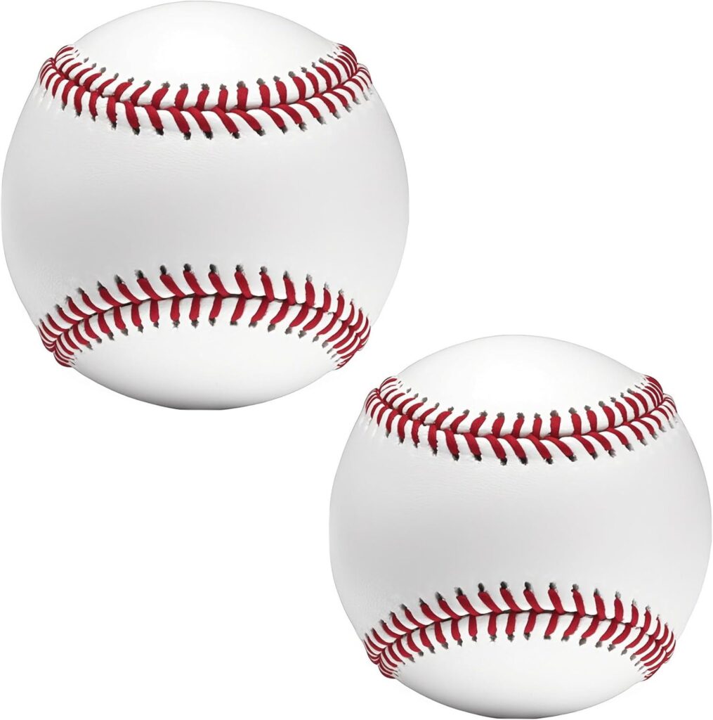 2 Pack Blank Baseballs Solid Cork Core, 9 Inch Baseball Balls Unmarked Autographs Baseball for League Play, Pitching, Hitting, Batting, Fielding, Autograph, Gifts