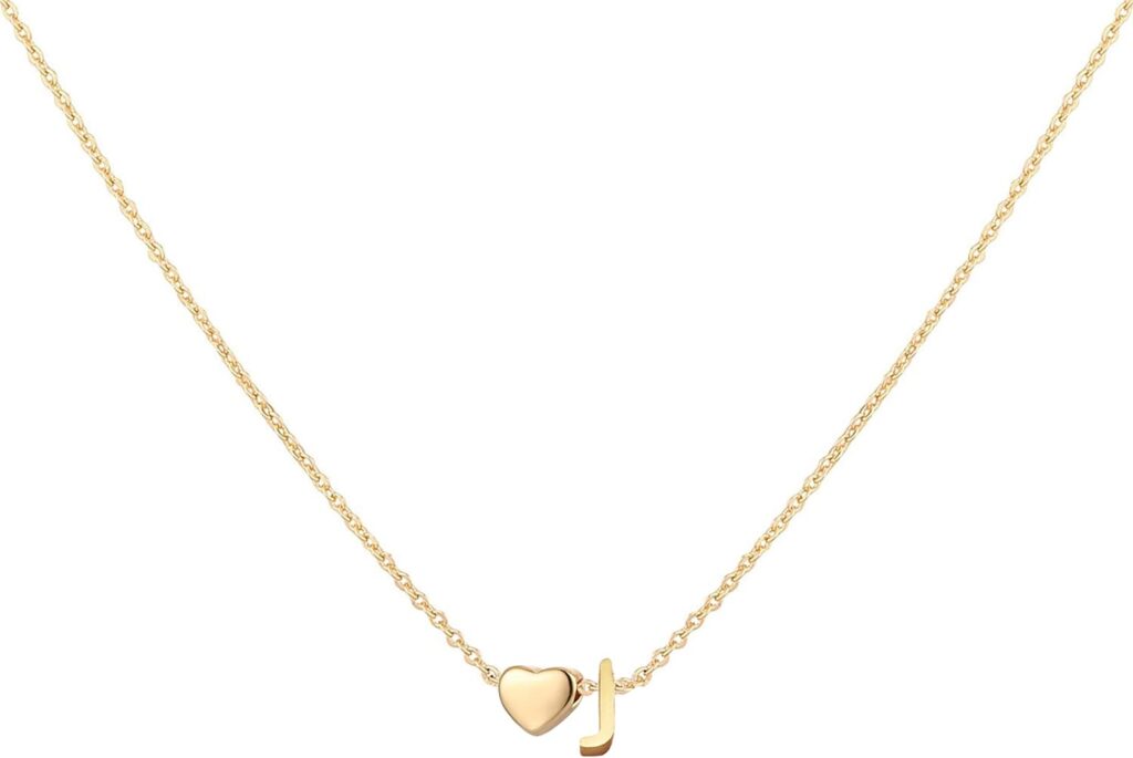 Initial Heart Necklace 18K Gold Plated Stainless Steel Tiny Heart Letter Necklace Personalized Monogram Name Necklace for Women