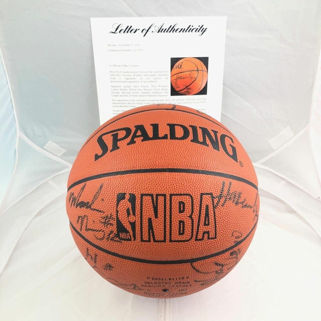 2000-2001 Houston Rockets Team Signed Basketball PSA/DNA Olajuwon – Autographed Basketballs