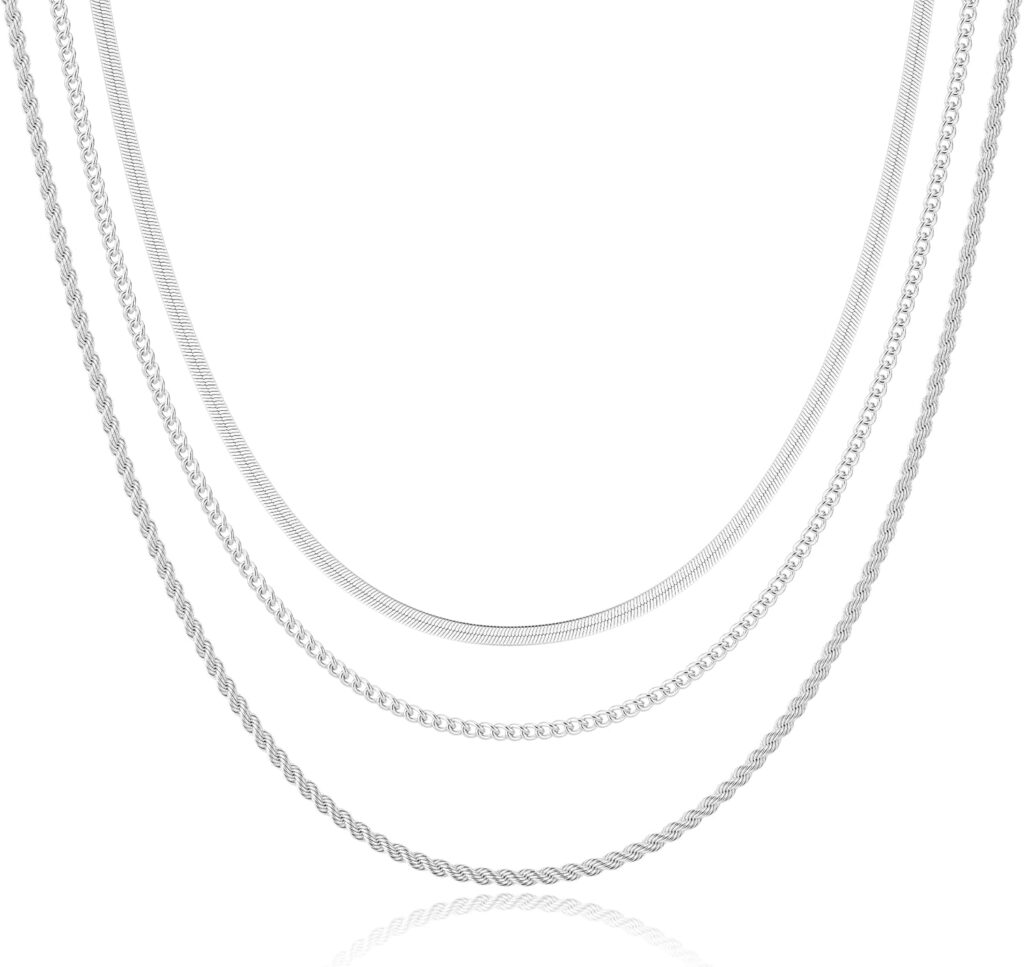 Freekiss Herringbone Necklace for Women,Dainty Gold Necklace,14k Gold Plated Snake,Gold Chain Choker Necklaces,Simple Gold Layered Necklaces,Gold Jewelry Gift for Women