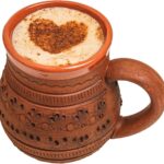 Handmade Clay Coffee Mug Diner Potbelly Coffee Mug Earthenware & Saucer 10oz(300ml) – Nordic Coffee Mugs Ceramic Viking Mugs – Tea Unglazed Clay Cup