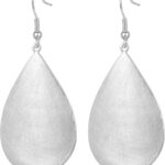 Handmade Teardrop Earrings with Brushed Finished Dangle Earrings