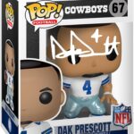 Dak Prescott #67 Facsimile Signed Reprint Laser Autographed Funko POP! Football NFL: Dallas Cowboys Figurine with Protector Case