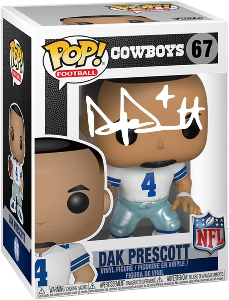 Dak Prescott #67 Facsimile Signed Reprint Laser Autographed Funko POP! Football NFL: Dallas Cowboys Figurine with Protector Case