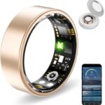 Smart Health Rings for Women Men, Fitness Tracker with Heart Rate, Blood Oxygen, HRV, Sleep Tracker, Step Tracker, No Subscription Fee, IP68 Waterproof Smart Ring for iphone & Android (RoseGold, 8)