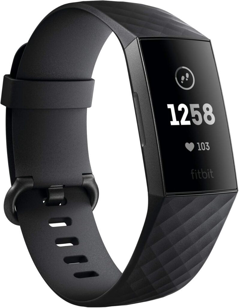 Fitbit Charge 3 Fitness Activity Tracker, Graphite/Black, One Size (S & L Bands Included) (Renewed)