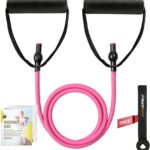 RitFit Single Resistance Exercise Band with Comfortable Handles – Ideal for Physical Therapy, Strength Training, Muscle Toning – Door Anchor and Starter Guide Included
