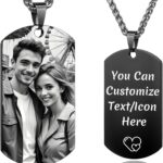 Picture Necklace Personalized Photo, Custom Necklace for Men Customized Engraved Necklace with Photo Text Memorial Gifts for Women Dad Mom