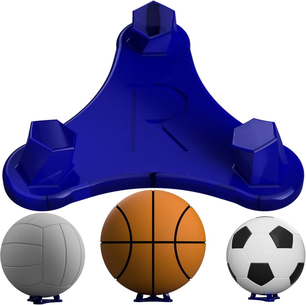 Big Ball Display Stand – Blue – Premium Holder for Basketballs, Soccer Balls & Volleyballs – Made in USA – Showcase Autographed, Signed & Collectible Sports Balls – Trophy & Display Cases