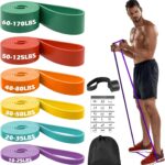 Zacro Resistance Bands, 6 Resistance Levels Pull Up Assistance Bands, Exercise Bands for Men&Women, Heavy Duty Resistance Band Set with Door Anchor, for Working Out, Muscle Training, Physical Therapy