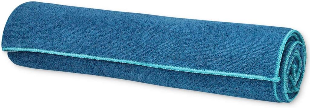Gaiam Yoga Towel – Mat Sized Active Dry Non Slip Moisture Wicking Sweat Absorbent Microfiber Hot Yoga Towel for Women & Men | Stay-Put Corner Pockets (70″ Long x 26″ Wide)
