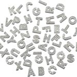 52PCS 8mm A-Z Rhinestone Letters Charms for Bracelet Jewelry Making Junk Case Charms Letter Nail Shoes Charm Slide Crystal Alloy Alphabet Beads DIY Custom Name Initial Silver Charm
