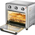 Panana Compact Airfryer Toaster Oven, 1400W 21QT with 6-in-1 Multifunctions and Wide Temperature Range, Air Fryer Oven with 60-Minute Timer/Auto-Off, Stainless Steel Countertop Oven (Silver)