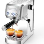 MAttinata Espresso Coffee Machine, Compact Espresso Maker 20 Bar, Stainless Steel Cappuccino Machines With Steam Milk Frother For Home Barista, Office Mattino