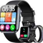 Smart Watches for Women Men, 1.85″ Screen Smartwatch Compatible iPhone Android Phone Answer/Make Call, 24/7 SpO2 Sleep Heart Rate Monitor,3ATM Waterproof, Fitness 120+Sport (2 Bands Included)