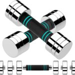 LIFERUN Steel Adjustable Dumbbell Set of 2, 5/10/15lb Free Weights Dumbbells Set, Non-Slip and Comfortable Foam Handle, Adjustable Dumbbells Weights Set for Home Gym Office Exercise