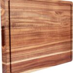 Cutting Board, 20 x 15 Inch Large Acacia Wood Cutting Board 1.5″ Thick, Durable Wood Cutting Boards for Kitchen with Deep Juice Grooves & Built-in Handles, Easy to Clean