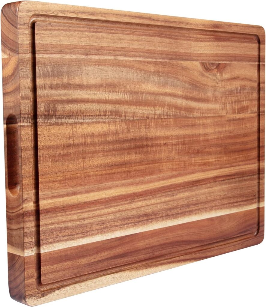Cutting Board, 20 x 15 Inch Large Acacia Wood Cutting Board 1.5″ Thick, Durable Wood Cutting Boards for Kitchen with Deep Juice Grooves & Built-in Handles, Easy to Clean