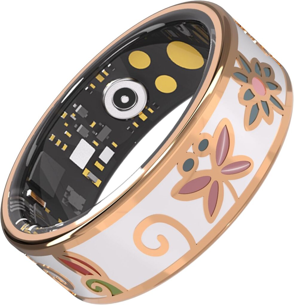Enamel Craft Smart Ring for Women & Men – No Subscription Fee Fitness Tracker with Sleep Tracking, Heart Rate, SpO2 – IP68 Waterproof for iPhone Android – Activity Tracker, Remote Camera Size9