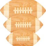3 Pieces Football Cutting Board Football Serving Tray Hanging Football Gifts for Men Engraved Wooden Cutting Board Decoration for Kitchen Party Holiday Supplies Accessories, 3 Sizes (Light Brown)