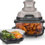Ninja Crispi Air Fryer, Microwave, Freezer & Dishwasher Safe, Non Toxic Glass Portable Cooking System, 4 QT & 6 Cup Glass Containers with Storage Lids, Easy Meals, Air Fry, Bake, Stone (Renewed)
