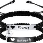 Personalized Matching Bracelets for Couples Adjustable Matching Couples Bracelets Set with Connectable Heart Custom Engraving Relationship Name Bracelet Jewelry Gifts for Men Women Couples