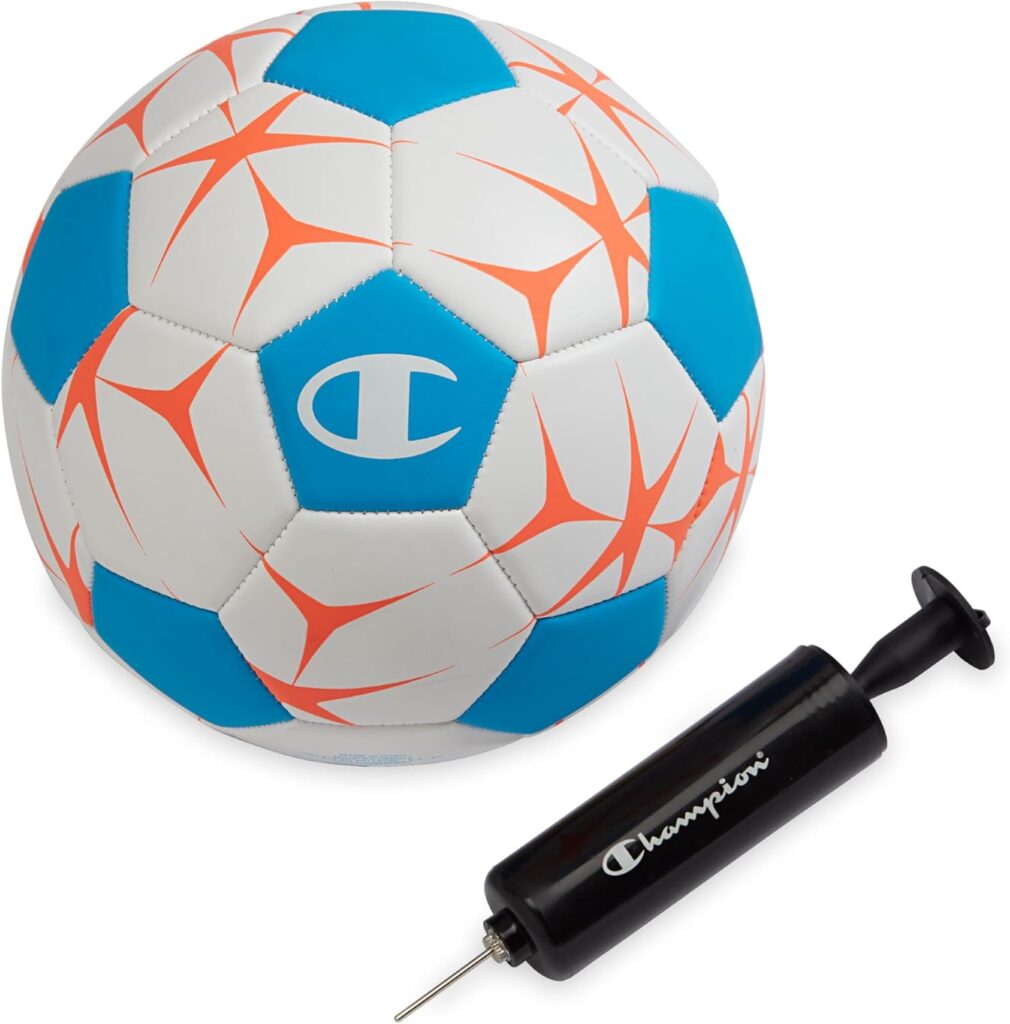 Champion Youth & Adult Soccer Ball – Paneled Design, Enhanced Control, Durable Cover & Butyl Bladder, for Indoor & Outdoor Training, Sizes 3, 4, 5, Includes 6″ Pump